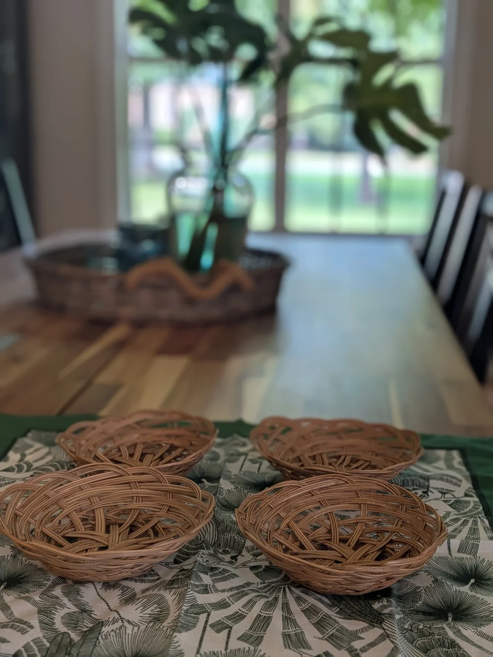Woven Wicker Wine Glass Coasters / Small Baskets/Plant Tray - Set of 4